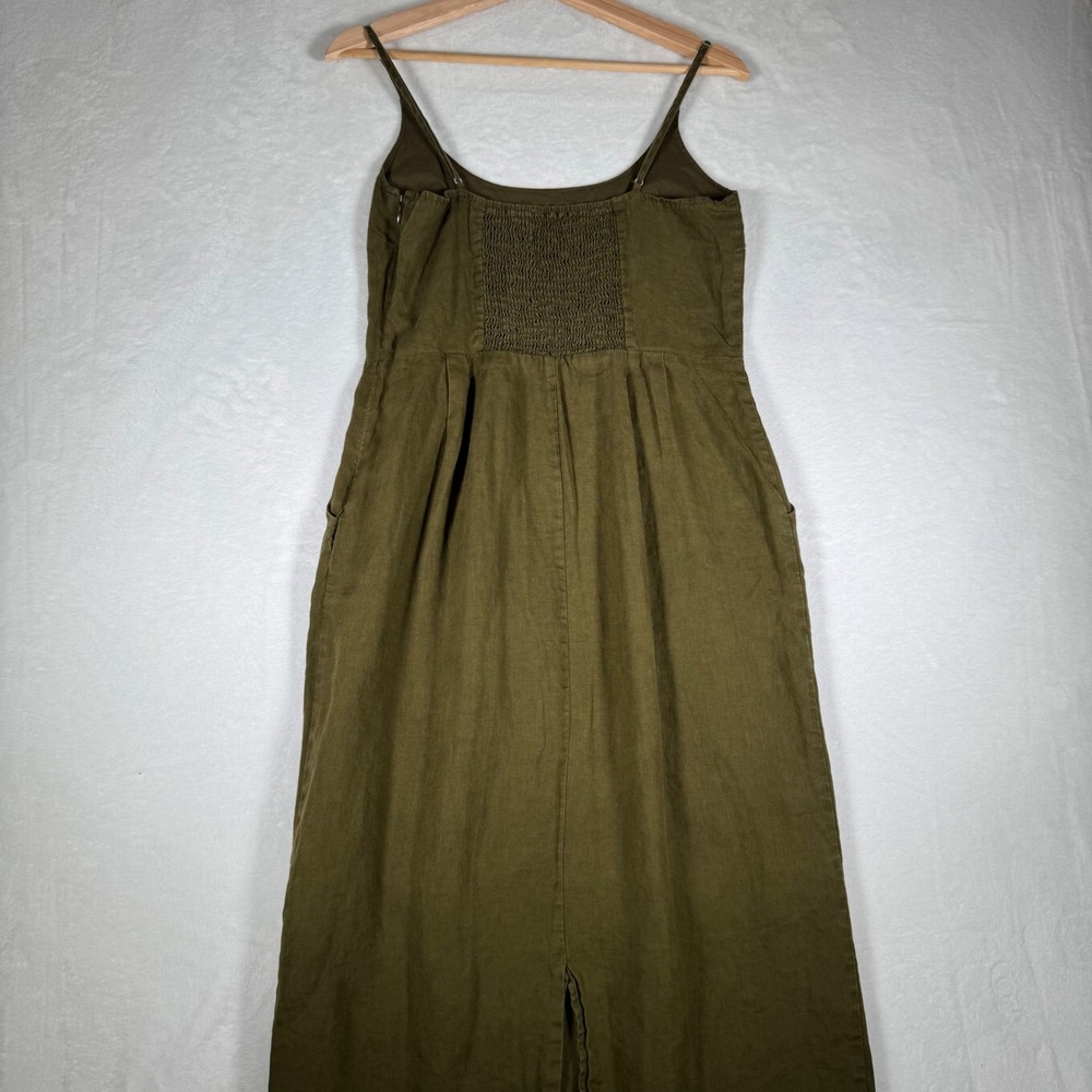 Quince 100% European Linen Scoop Neck Midi Dress Martini Olive Green CS001 Small - Picture 12 of 13